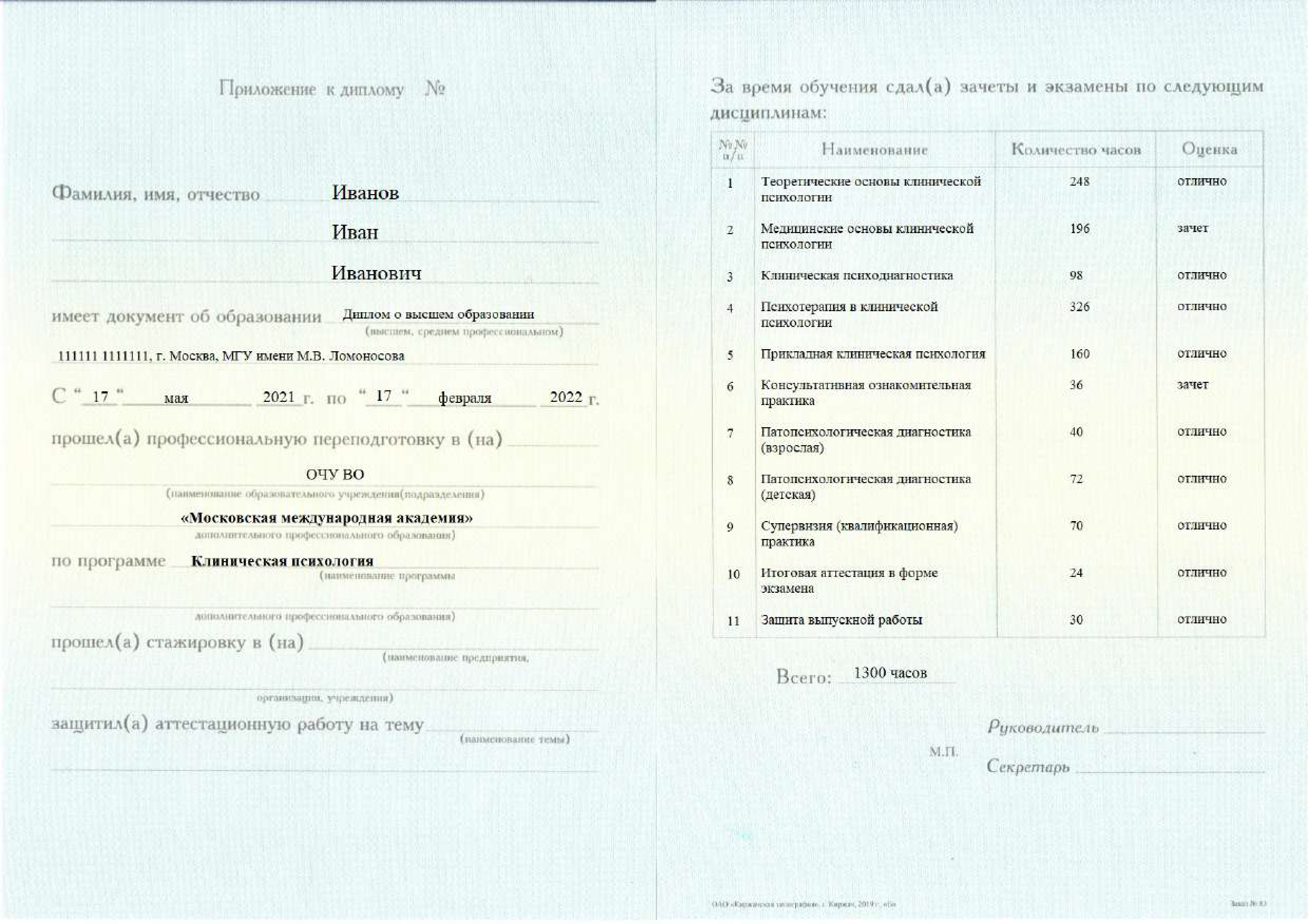 Как выглядит приложение к диплому. Приложение к диплому. Приложение к диплому образец. Приложение к диплому о переподготовке.